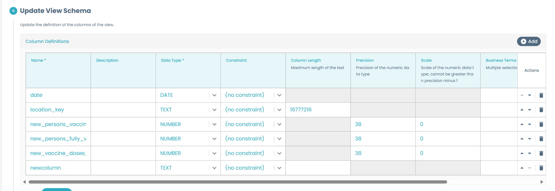 Update View Schema