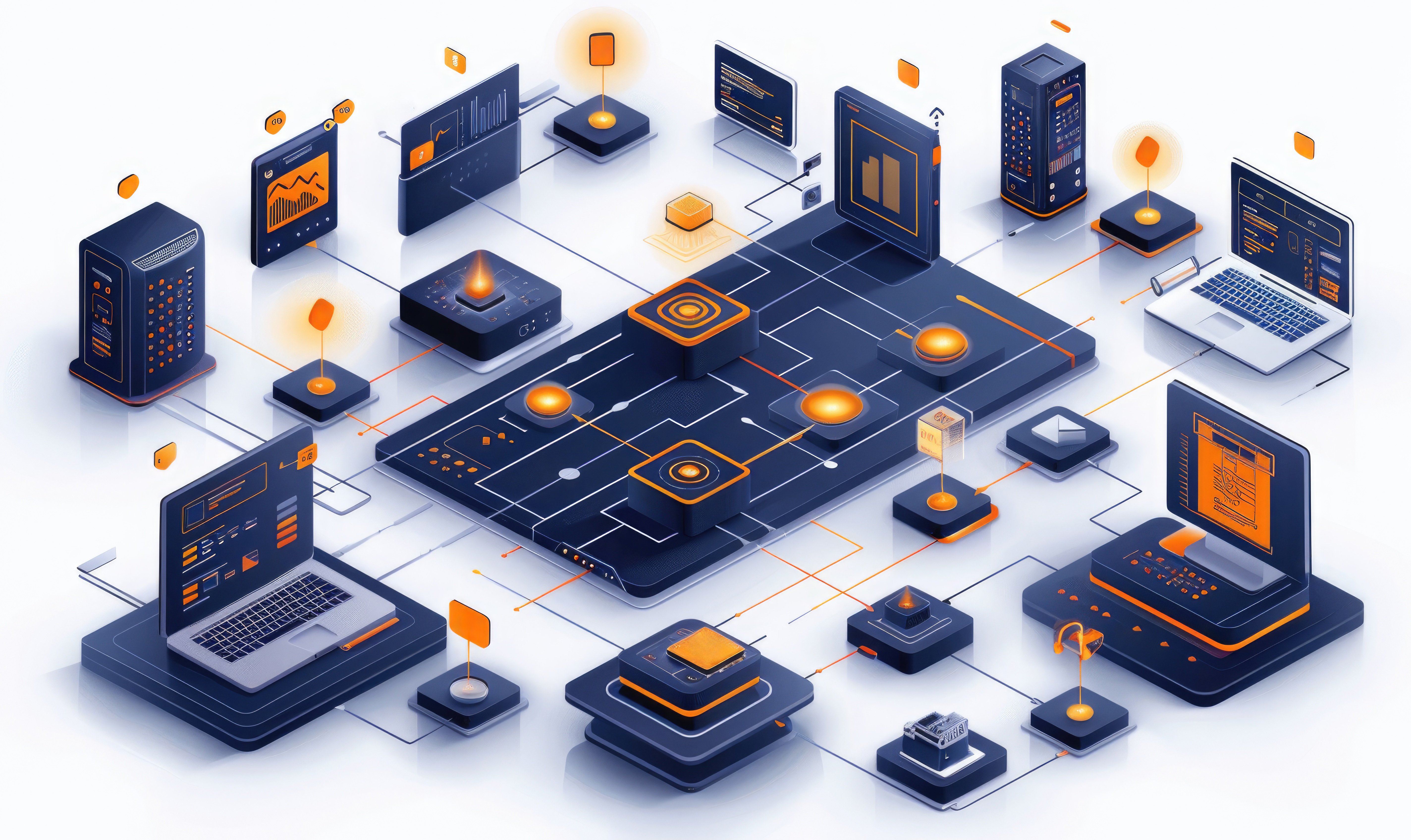 Illustration of interoperability in an interconnected tech stack in big enterprise organizations