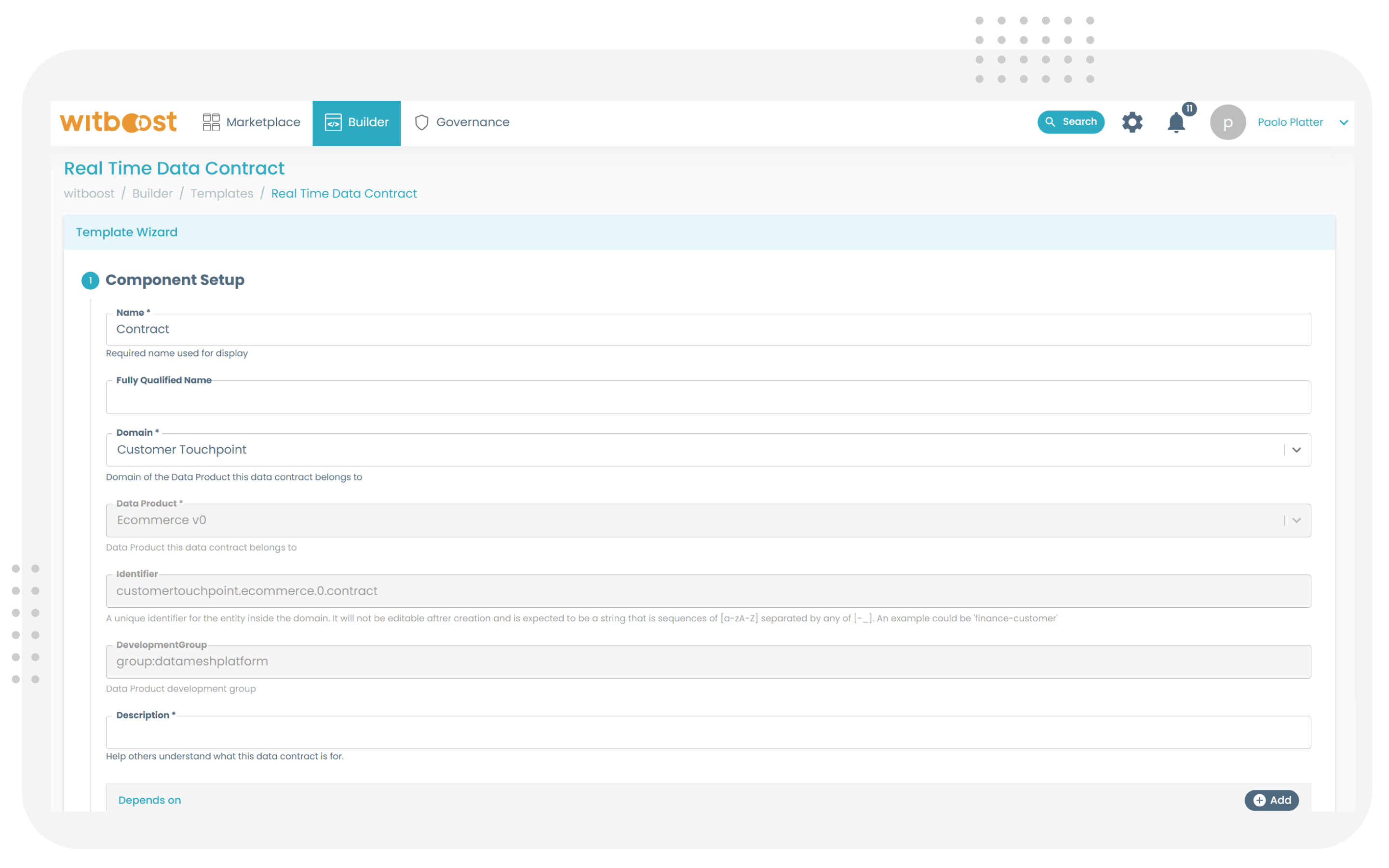 Witboost Data Contract Component Setup